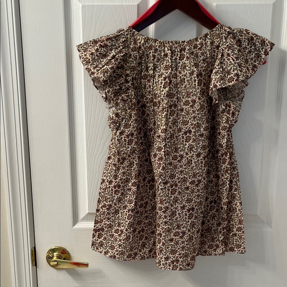 A.P.C. Floral Ruffle Sleeve Blouse - Brown - Picture 4 of 5